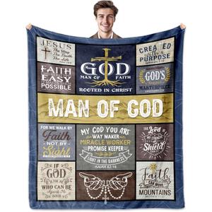 YSBLGWE Man of God Blanket 50"x60", Christian Gifts for Men, Religious Gifts for Men Faith, Man of God Gifts, Catholic Gifts, Bible Gifts, Religious Gifts, Christian Gifts Ideas for Father's Day