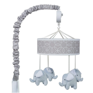 Trend Lab Musical Nursery Crib Mobile for Baby, Circles Gray with Elephants