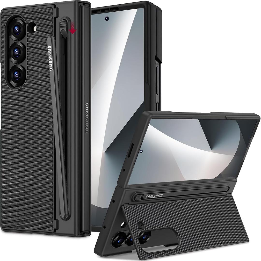 Miimall for Samsung Galaxy Z Fold 7 Case with S Pen Holder Slot [Military Grade Drop][Built-in Clear Screen & Invisible Kickstand] Slim Thin Protective Phone Case for Galaxy Z Fold 7 Cover Pen Black