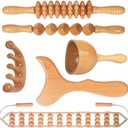 Wood Therapy Massage Tools Maderoterapia Kit Body Sculpting Tools for Lymphatic Drainage and Anti-Cellulite .Wood Massager Roller Rpoe for Back and Muscle Pain Relief (Medium)