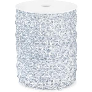 99FT Acrylic Crystal Garland, Clear Diamond-Shaped Crystal Bead Strands, DIY Crystal Beads String Roll for Christmas Tree Wedding Decorations Party Decorations Beaded Curtain Crafting Projects