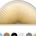 Jlong Arch Half Circle Window Shades Pleated Paper Blinds 48" W x 24" H