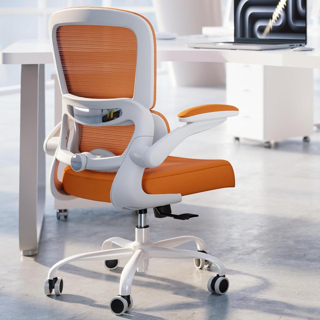 TRALT Office Chair - Ergonomic Desk Chair with Adjustable Lumbar Support, Mesh Computer Chair, Executive Chairs for Home Office Comfortable Lumbar Support (Orange), Pack of 1