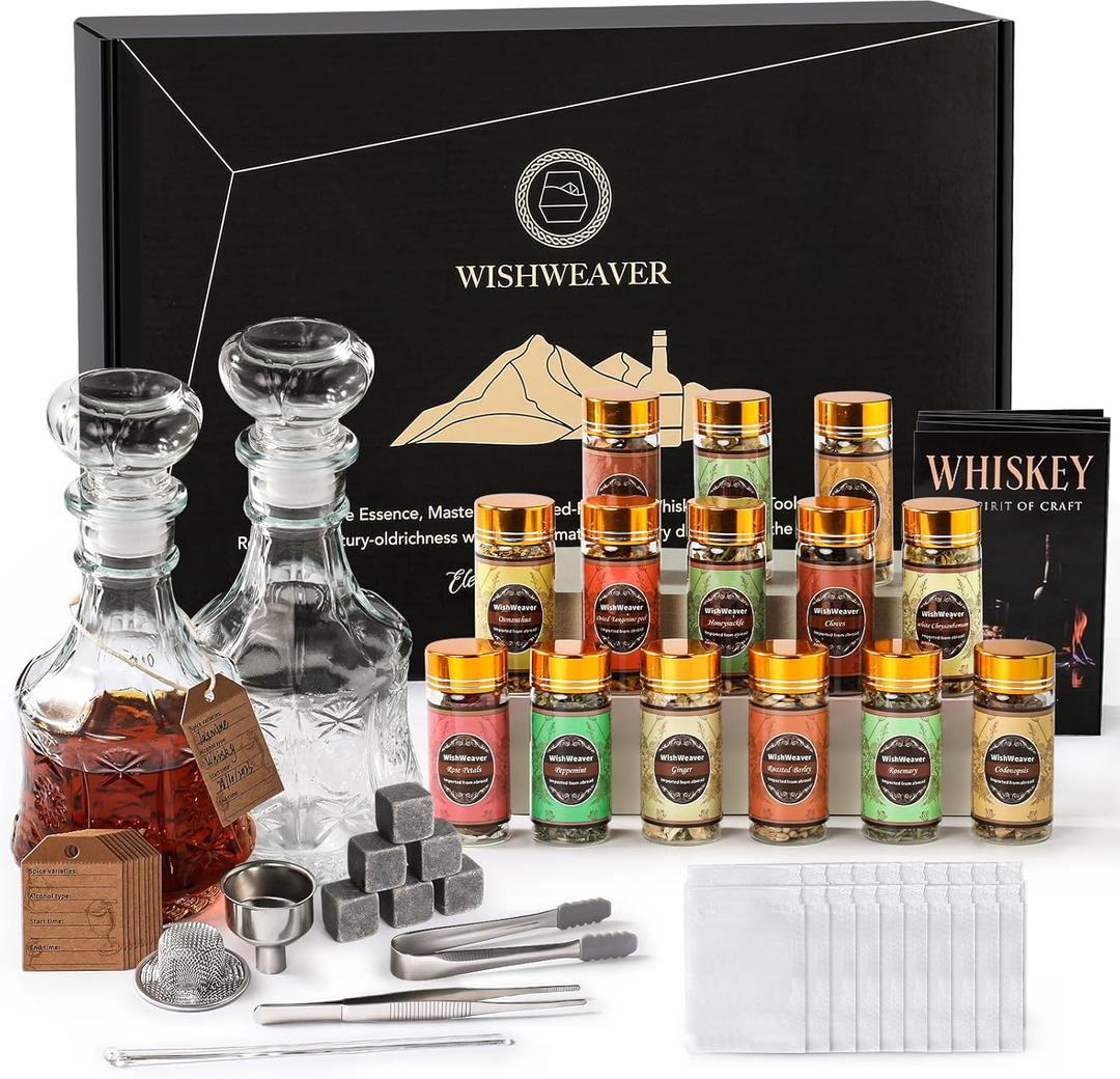 Alcohol Infusion Kit,14 Natural DIY Whiskey Making Kit for Infusing Bourbon,Tequila, Rum with Custom Botanicals, Perfect Alcohol Infusion Kits Stocking Stuffers for Men for Men, Dad, Husband