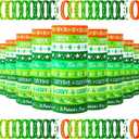 Wettarn 100 Pcs St. Patrick's Day Silicone Bracelet Bulk Rubber Wristbands St. Patricks Day Shamrock Ireland Bracelets Green for Ireland Party Supplies Gift