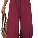 Pink Queen Jumpsuits for Women Dressy Sleeveless V Neck Wide Leg Pants Romper Casual Vacation Outfits (Red, L)