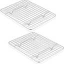 TeamFar Small Cooling Racks, 2-Piece Stainless Steel 9.75 x 7.5 Heavy Duty Grid Wire Rack for Baking Roasting Broiling Drying, Fits Small Toaster Oven, Non-Toxic & Heavy Duty, Dishwasher Safe