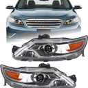 Duolctarms W/o Bulb Halogen Type Chrome Pair Projector Headlights Headlamps Assembly Compatible for 2010 2011 2012 Ford Taurus BG1Z13008B BG1Z13008A