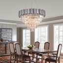 Modern Crystal Chandelier Lighting Chrome 5-Tier Chandeliers 9 Light Contemporary Ceiling Light Fixture for Dining Room Foyer Kitchen Living Room 27.5"