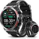 Military Smart Watch, 1.52-Inch Smartwatch with Text and Call, 24/7 Heart Rate Sleep Monitor, Blood Oxygen, and Activity Trackers - Compatible with iPhone and Android, for Men and Women (Black)
