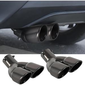 OtpOutopa 2PCS Dual Exhaust Tip 2.48 inch Inlet, Universal Black Car Exhaust Tips Curved Muffler Tip Modification Tail Pipe Tail Throat, Adjustable Car Thickened Decoration Pipe