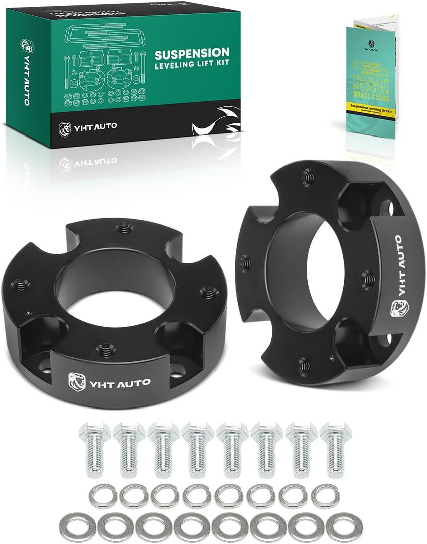 YHTAUTO 2.5 Inch Front Leveling Lift Kit Fits 2007-2023 Toyota Tundra | RWD/4WD | Aluminum Strut Spacers Raise the Front By 2.5 Inch | 2PCS Suspension Leveling Kit w/Hardware