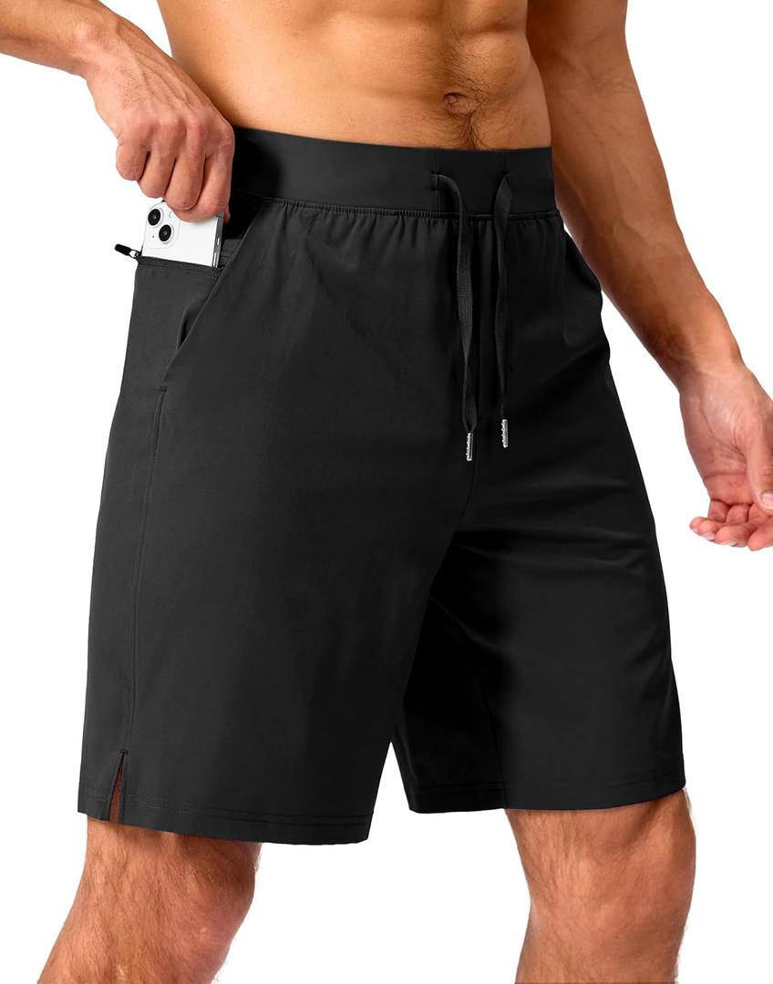 Men's Running Shorts with Zipper Pockets 7"/ 5" / 9" Lightweight Quick Dry Basketball Gym Workout Athletic Shorts for Men (3X-Large)