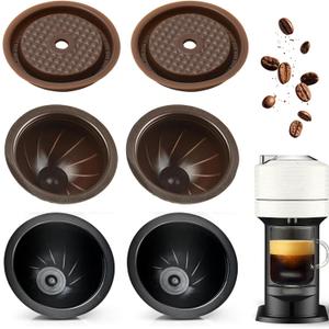 Starter Set (4 Cups & 2 Silicone Lids) Reusable Pods for Nespresso Vertuo, 2x150ml & 2x230ml Refillable Coffee Capsules Compatible with Vertuoline Plus & GCAT1 and ENV135/150,No Foil Needed