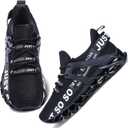 Wonesion Womens Walking Running Shoes Athletic Blade Non Slip Tennis Fashion Sneakers (9, Black)