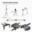 LimoStudio (Upgraded) 31.5 in Carbon Fiber Camera Slider, 80cm Dolly Track Rail, Smooth Bearing Stabilizer, Height Adjustable, Spirit Level, AGG1980
