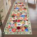 Rug for Hallways Green Kitchen Rug 2x6, Non Slip Washable Rugs with Rubber Backing Soft Floral Carpet Runner for Hallways, Kitchen, Laundry, Bedroom, Bathroom (2 x 6, Green Garden)