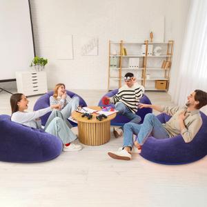 Realspring Inflatable Bean Bag Chairs Outdoor Blow up Camping Chairs Inflatable Lazy Sofa Folding Portable Bean Bag Loungers Couch for Movie Night(Blue,5 Pcs)
