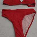 SUUKSESS Women Sexy High Waisted 2 Piece Bikini Sets Triangle High Cut Swimsuits (Small)