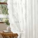 MIULEE Vintage Lace Curtains 96 Inches Long 2 Panels, Victorian Decorative Floral Scalloped Semi Sheer Curtains Pretty Light Filtering Rod Pocket Panels for Bedroom Living Room, 52" W x 96" L, White