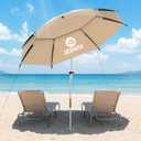 Bebara 7FT Above Ground Pool Umbrella – 360° Tilting Double-Layer Canopy & Height Adjustable, UPF 50+ Sun Protection for Above Ground Pools, Patio, Beach & Outdoors