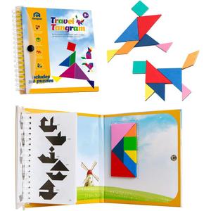 Coogam Travel Tangram Puzzle  Magnetic Pattern Block Book Road Trip Game Jigsaw Shapes Dissection STEM Games with Solution for Kid Adult Challenge  IQ Educational Toy Gift Brain Teasers 360 Patterns