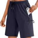 SANTINY Women's 5''/ 7''/9'' Hiking Cargo Shorts Quick Dry Lightweight Summer Shorts for Women Athletic Golf Zipper Pockets (Blue, XXXL)