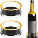 LemonRoad 2pcs Acrylic Wine Bottle Coaster Clear Drink Coaster with Gold Rim and Foam for Champagne Bottles Jewelry Organizer Modern Housewarming Gift