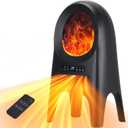 Uthfy Space Heaters for Indoor Use, 24 Inch Portable Room Heater w/ 3D Flame, 1500W Ceramic Heater for Bedroom w/ECO Mode, Tip-Over Protection, Overheating Protection, Thermostat, Remote, 8H Timer