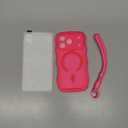 DOMAVER for iPhone 17 Pro Case for Women, 1X Screen Protector+1X Wrist Strap, [Compatible with MagSafe] [Full Camera Protection] Cute Wave Frame Matte Phone Case for iPhone 17 Pro 6.3", Hot Pink