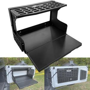 Aluminum Tailgate Table for 2021-2026 Ford Bronco 2/4 Door, No-Drill Foldable Rear Door Molle Panel Table & Cargo Shelf, Rust-Proof Lightweight Storage Rack, Fits Base/Big Bend/Badlands