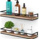 Meangood Floating Shelves Wall Mounted Set of 2, Rustic Wood Wall Storage Shelves for Bedroom,Living Room,Bathroom, Kitchen Torched Wood