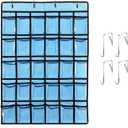 KEEPJOY Classroom Pocket Chart for Cellphone Calculator Holder, 30 Clear Pocket Charts for Classroom 33.5 x 24.5 inch Hanging cell phone Organizer Storage (Blue-30 pockets)