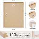 puthiac 9x12 Solid Oak Wood Picture Frame, Fits 6x8 with Mat or 9x12 Without Mat, Wall or Tabletop Display with Stand, Vertical or Horizontal, Plexi Front, 1 Pack, Natural Oak