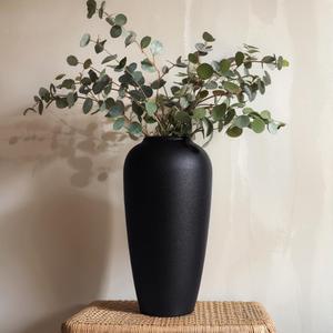 Tall Black Ceramic Vase for Flowers, 13 Large Matte Black Vase for Home Decor, Rustic Modern Pottery Vase for Pampas Grass, Entryway, Dining Table and Living Room Centerpieces