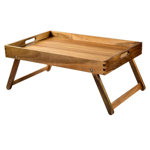 Extra Large Folding Bed Tray Table, 22’’ x 14’’ Acacia Wood Breakfast Tray, Food Serving Tray with Legs for Eating in Bed