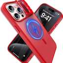 YFEMLAZ for iPhone 15 Pro Case(Built-in Invisible Kickstand) Heavy Duty MagneticCompatible with MagSafe Military-Grade Drop Protection,Translucent Matte for iPhone 15 Pro Case 6.1",Red