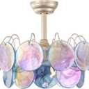 20" Gold Crystal Fandelier Ceiling Fans with Lights, Gold Flower Chandelier Ceiling Fan with Light Remote Control, Caged with 6 Speeds for Girl's Bedroom, Living Room, Nursery (Green)