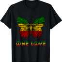 One Pride Love Rasta Butterfly Reggae Hippie Rastafari Roots T-Shirt
