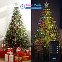 Smart Cascading Twinkle Lights for Christmas Tree, 410LED Christmas Tree Lights APP Control Music Sync, 6.6FT x 16 Lines String Lights for Indoor Outdoor Xmas Tree Decor, Warm White & Multicolor