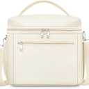 DALINDA Insulated Lunch Bag for Women,Lunch Box Cooler Bag Lightweight Nylon Waterproof Lunch Box LunchBags for Work (Cream,Beige) (Medium-7L)