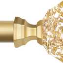 TONIAL Curtain Rods 32 to 115 Inch(2.6 to 9.6 ft), Telescoping Splicing 3/4 Single Rods for Windows 66 to 120 Inch Decorative Drapery Rod with Translucent Diamond Finial, Luxury Gold