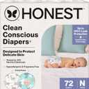 The Honest Company Clean Conscious Diapers for Sensitive Skin | Up to 100% Leakproof | Hypoallergenic, Fragrance Free | Gender Neutral | Club Box, Size Newborn, 72 Count (Prints May Vary)