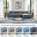 8'x10' Area Rugs, Washable Non-Slip Rug Vintage Floral Distress Printed, Low Pile Farmhouse Indoor Carpet for Living Room Bedroom Dining Room - Water-Resistant & Breathable, Blue & Gray