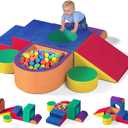 6 Pieces Toddler Climbing Toys Indoor, Crystal Velvet Foam Climbing Blocks for Toddlers 1-3, Baby Climbing Toys Soft Play Set for Climbing Sliding and Crawling (Balls not Included)