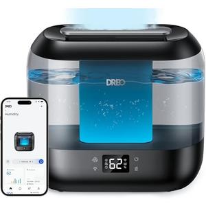 Dreo Smart Humidifiers for Bedroom, Top Fill 4L Supersized Cool Mist Humidifier with Nightlight, 32H Runtime, Touch/APP/Voice Control, 28 dB Quiet Ultrasonic Humidifiers for Large Room, Baby, Plants