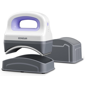 EENOUR Hat Press Machine, Mini Heat Press for Caps with 3 Heating Levels & AutoOff, Handheld Cap Easy Press with 3"×5.5" Arched Heating Plate, 2 Press Platens, A Safety Base