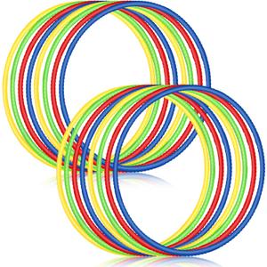 Libima 16 Pcs Toy Color Hoop for Kids, Detachable Adjustable Light Weight Plastic Colored Hoops Toy Circles for Party Games, Dance, Dog Agility (28 Inch, Green, Blue, Red, Yellow)