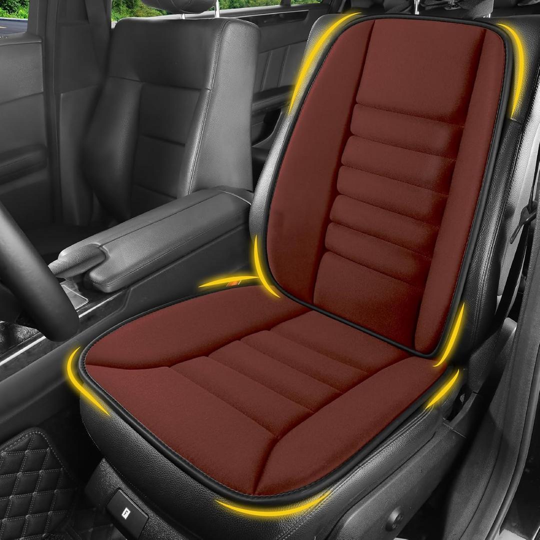 Lofty Aim Car Seat Cushion with Back Support Pillow, Comfy Lumbar Support & Seat Cushion, Memory Foam Driving Pillow for Back-Sciatica Pain Relief, Auto Pad Suitable for Car, Truck, SUV - Brown