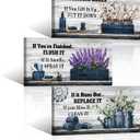 HOMEOART Bathroom Rules Wall Decor Farmhouse Bathroom Sign Toilet Rules Guest Bathroom Wall Art, Framed Art Pictures 8x16inchx3Pieces (Blue)